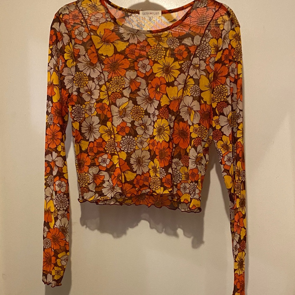 Ultra Flirt Multicolor Floral Long Sleeve Top